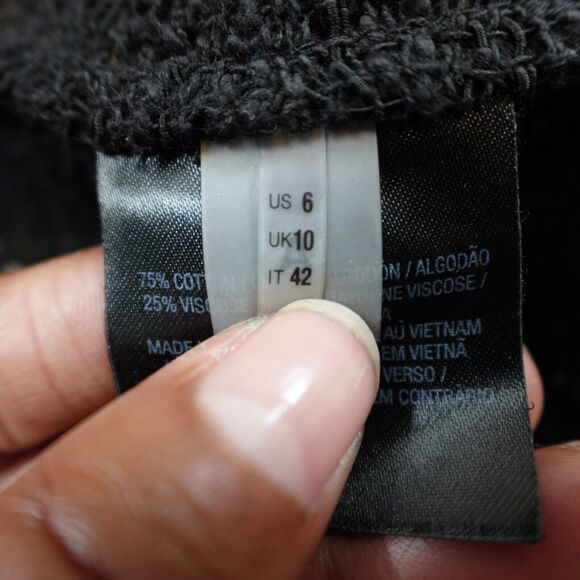 Elie Tahari Women 6 Jacket Open Knit Snap Closure Black - Picture 8 of 11